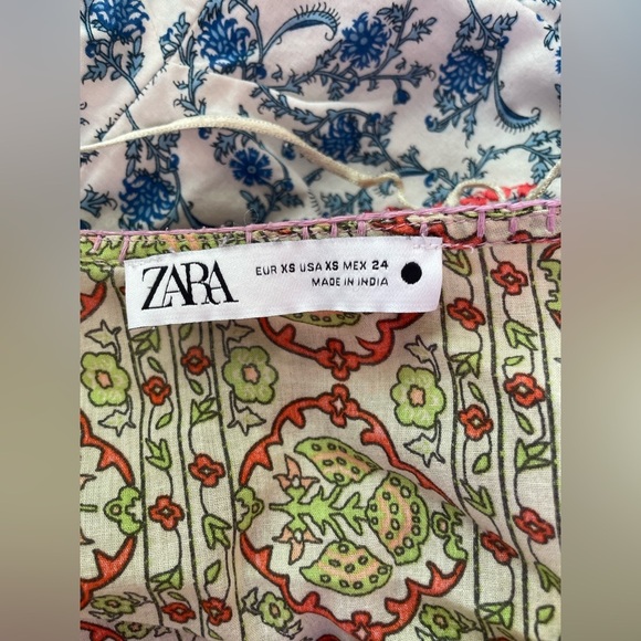 ZARA Rosie Crochet Trim Printed Maxi Dress Boho Pink Prairie Cotton Size XS - Picture 9 of 10